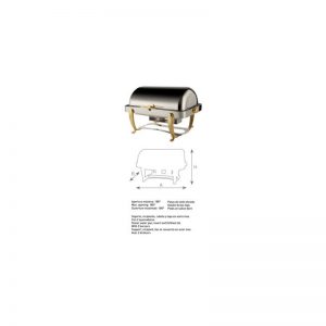 Chafing dish rectangular tapa roll top y pies dorados